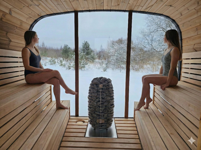 Interno sauna a botte Vision